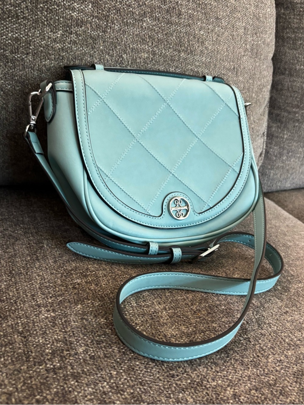 Nine West Robin’s Egg Blue Saddle Crossbody Bag - Picture 2 of 16